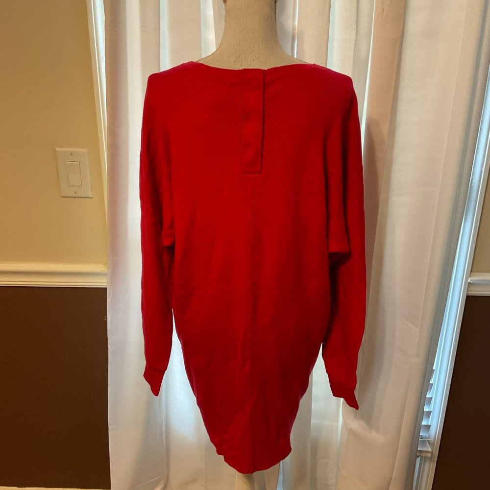Saturday/Sunday Sweater-Dress M Cranberry Pink Long Sleeve Pockets Snap Back - Picture 8 of 11